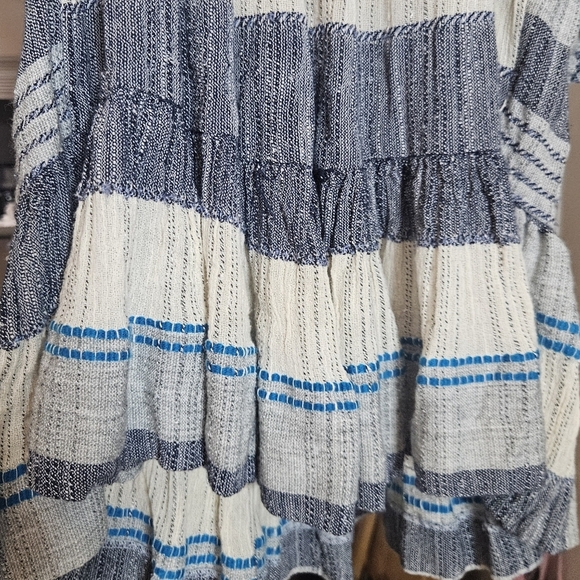 Free People Cozy Striped Mini Dress Indigo Combo Blue/Cream Balloon Sleeve Small - Picture 10 of 12